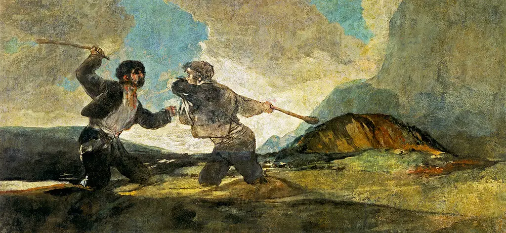 Fight with Cudgels in Detail Francisco de Goya
